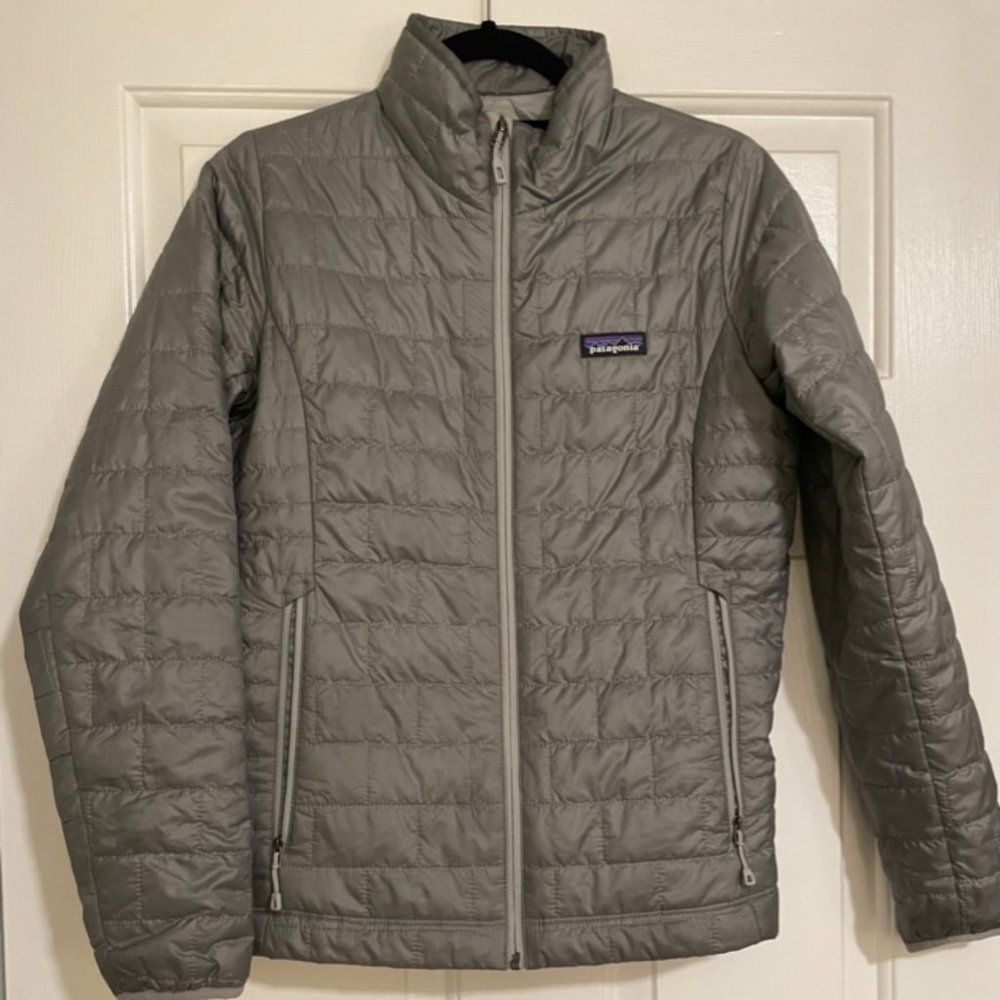 Grey Patagonia Puff Zip Up Jacket